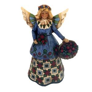 Jim Shore Heartwood Creek Angel Figurine Basket of Roses 2002 Vintage EUC